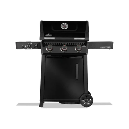 Napoleon Freestyle 365DSBPK Gas Grill | 3 Burners + Flame Side Burner | 33,000 BTU | 495 sq in | JETFIRE Ignition | Cast Iron WAVE Grids | LPG | Black