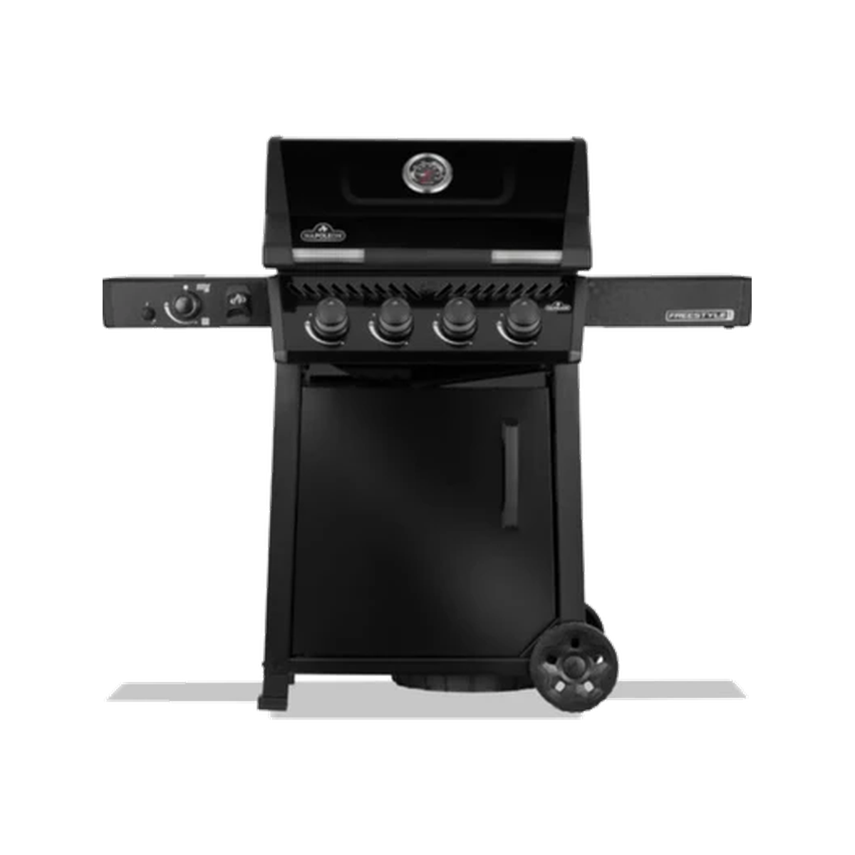 Napoleon Freestyle 425DSBPK Gas Grill | 4 Burners + Flame Side Burner | 38,000 BTU | 425 sq in | JETFIRE Ignition | Cast Iron WAVE Grids | LPG | Black