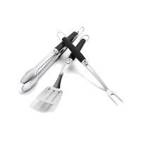 Weber 3-Piece Premium Tool Set | Angled Spatula, Locking Tongs & Basting Brush | Full-Size | Stainless Steel | For All Weber Grills