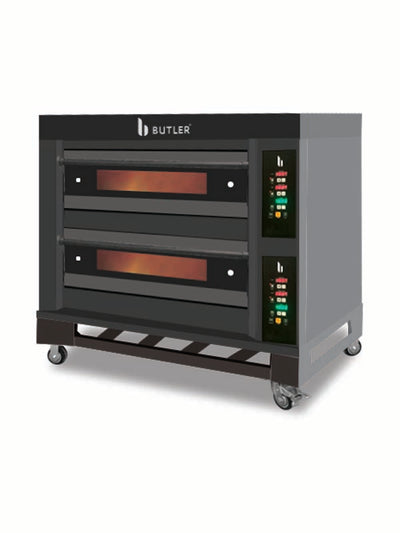 Butler EDO 2D-4T Black Italia Two Deck Four Tray Electric Deck Oven with Digital Controls in Black Titanium Facia