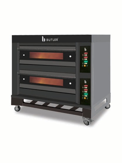 Butler EDO 2D-4T Black Italia Two Deck Four Tray Electric Deck Oven with Digital Controls in Black Titanium Facia