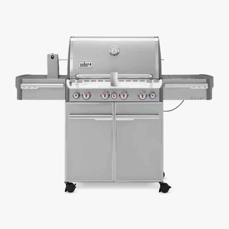 Weber Summit S-470 Gas Grill | 4 Burners | Sear Station | Rotisserie | Smoker Box | Side Burner | Stainless Steel | iGrill Compatible | LPG