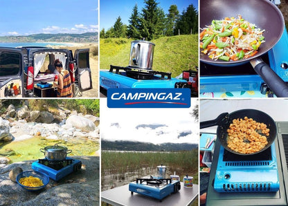 Campingaz Camp Bistro 2 Camping Stove | 2,200W | Piezo Ignition | Screws Onto Cartridge | Includes 4x CP250 Gas Cartridges | Portable Solo Stove | Black
