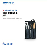 Campingaz BBQ Utensil Kit | 5-Piece Grill Tool Set with Textile Case | Compact Storage | Outdoor BBQ & Camping Use | Black