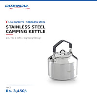 Campingaz Stainless Steel Camping Kettle | Durable Lightweight Design | 1.5L Capacity | Tea & Coffee for Camping & Outdoor Use | Stainless Steel Finish