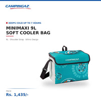 Campingaz Ethnic MiniMaxi Soft Cooler Bag | 9L | Keeps Cold 7 Hours | For Couples & Families | Shoulder Strap | Picnic & Day Travel | Assorted Ethnic Design