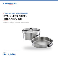 Campingaz Stainless Steel Trekking Kit | Compact Lightweight Cook Set | Multi-Piece Camping Cookware | Trekking & Outdoor Cooking Use | Stainless Steel Finish