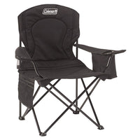 Coleman Quad Chair with Built-In Cooler Pouch– Black Folding Camping Chair with Cup Holder & Carry Bag
