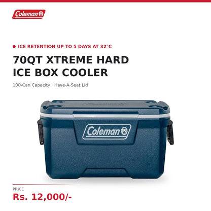 Coleman 70QT Xtreme Hard Cooler – 66L Ice Box, 100 Cans, Up to 5 Days Ice