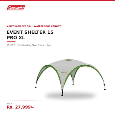 Coleman Event Shelter 15 Pro XL Outdoor Canopy | 15x15 ft | UVGuard SPF 50+ | Waterproof | Freestanding Steel Frame | For Events & Camping | Grey