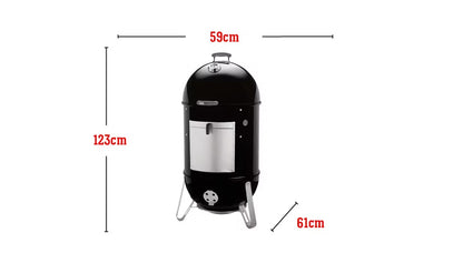 Weber Smokey Mountain Cooker 57cm – Charcoal BBQ Smoker for Low & Slow Cooking, Outdoor Smoking & Authentic BBQ Flavour