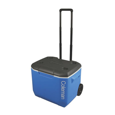 Coleman 60QT / 56.7 Ltr Wheeled Cooler – Black Lid, Large Ice Retention Rolling Ice Box with Handle & Wheels | Ideal for Camping, Outdoor Parties & Travel