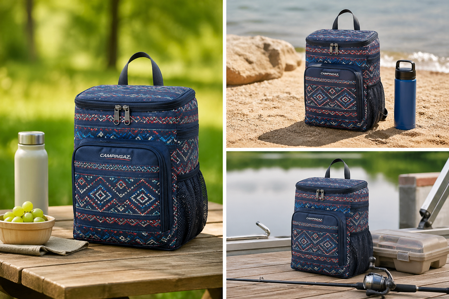 Campingaz Ethnic MiniMaxi Soft Cooler Backpack | 9L | Keeps Cold 9 Hours | Hands-Free Carry | Multiple Pockets | For Hiking & Day Travel | Assorted Ethnic Design