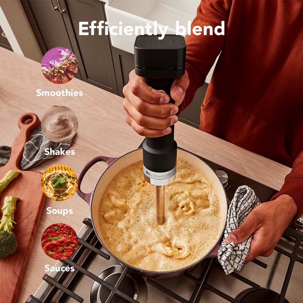 KitchenAid Go® Cordless Immersion Blender | Rechargeable Handheld Mixer for Smoothies, Soups, Sauces | Powerful Battery-Powered Stick Blender