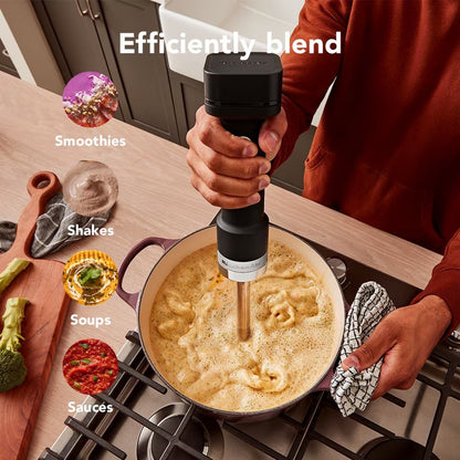 KitchenAid Go® Cordless Immersion Blender | Rechargeable Handheld Mixer for Smoothies, Soups, Sauces | Powerful Battery-Powered Stick Blender