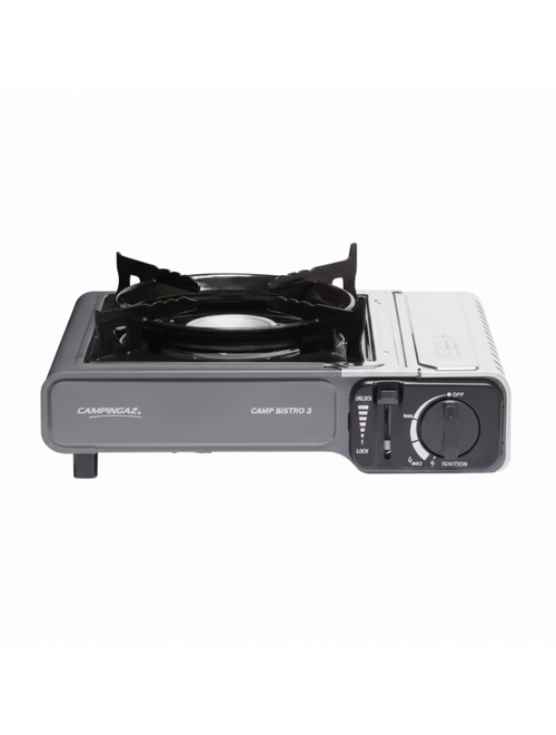 Campingaz Camp Bistro 3 Camping Stove | 2200W Single Burner with Piezo Ignition & Safety Lock | Portable Butane Stove with Carry Case | Outdoor Cooking Camping Use | Black