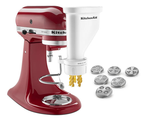 KitchenAid Gourmet Pasta Press Attachment with 6 Interchangeable Pasta Plates, White