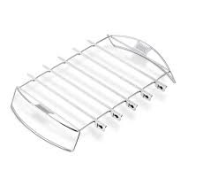 Weber Kabob Set | Stainless Steel Skewers & Elevated Rack | Flat Skewers Prevent Food Sliding | For Kebabs, Tikka & Paneer | All Weber Grills