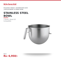 KitchenAid 7-Quart Stainless Steel Mixing Bowl | Bowl-Lift Stand Mixer Compatible | Polished Finish | Dishwasher-Safe | Replacement & Spare Bowl