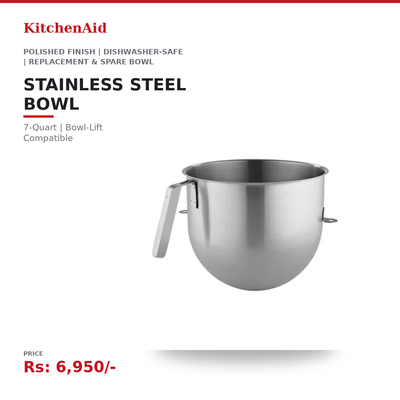 KitchenAid 7-Quart Stainless Steel Mixing Bowl | Bowl-Lift Stand Mixer Compatible | Polished Finish | Dishwasher-Safe | Replacement & Spare Bowl