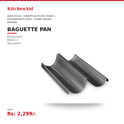 KitchenAid Baguette Pan | Perforated | Bakes 2 Baguettes | Non-Stick | Crispy-Bottom Crust | Dishwasher-Safe | Home Bread Baking