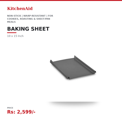 KitchenAid Baking Sheet | 10 x 15 Inch | Non-Stick | Warp-Resistant | For Cookies, Roasting & Sheet-Pan Meals | Dishwasher-Safe | Silver