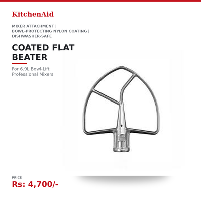 KitchenAid Coated Flat Beater Attachment | For 6.9L Bowl-Lift Professional Stand Mixers | Bowl-Protecting Nylon Coating | Dishwasher-Safe