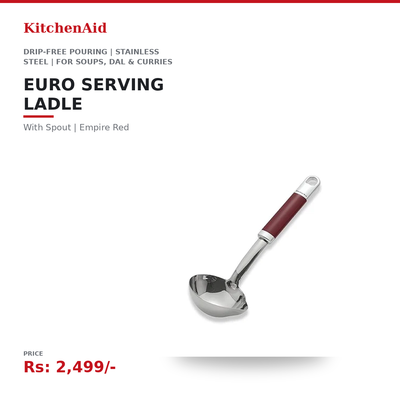 KitchenAid Euro Serving Ladle with Spout | Drip-Free Pouring | Stainless Steel | Dishwasher-Safe | For Soups, Dal & Curries | Empire Red