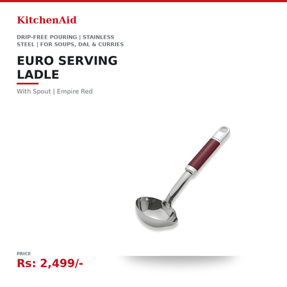 KitchenAid Euro Serving Ladle with Spout | Drip-Free Pouring | Stainless Steel | Dishwasher-Safe | For Soups, Dal & Curries | Empire Red