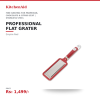 KitchenAid Professional Flat Grater | Fine Grating for Parmesan, Chocolate & Citrus Zest | Stainless Steel | Dishwasher-Safe | Empire Red