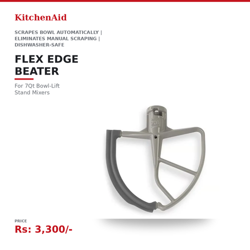 KitchenAid Flex Edge Beater Attachment | Scrapes Bowl Automatically | For 7Qt Bowl-Lift Stand Mixers | Eliminates Manual Scraping | Dishwasher-Safe