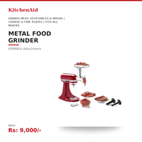 KitchenAid KSMMGA Metal Food Grinder Attachment | Grinds Meat, Vegetables & Bread | Coarse & Fine Plates | Fits All KitchenAid Stand Mixers