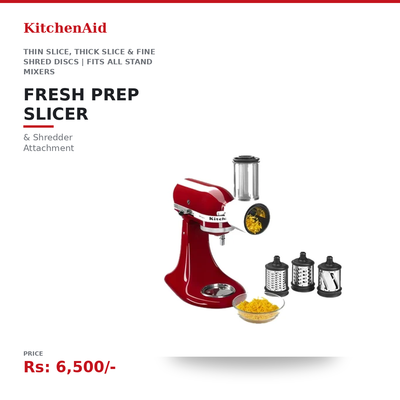 KitchenAid Fresh Prep Slicer & Shredder Attachment | Thin Slice, Thick Slice & Fine Shred Discs | Fits All KitchenAid Stand Mixers | BPA-Free
