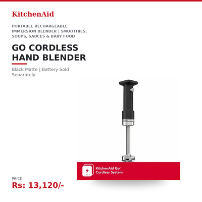 KitchenAid Go Cordless Hand Blender, Black Matte | Portable Rechargeable Immersion Blender for Smoothies, Soups, Sauces & Baby Food (Battery Sold Separately)