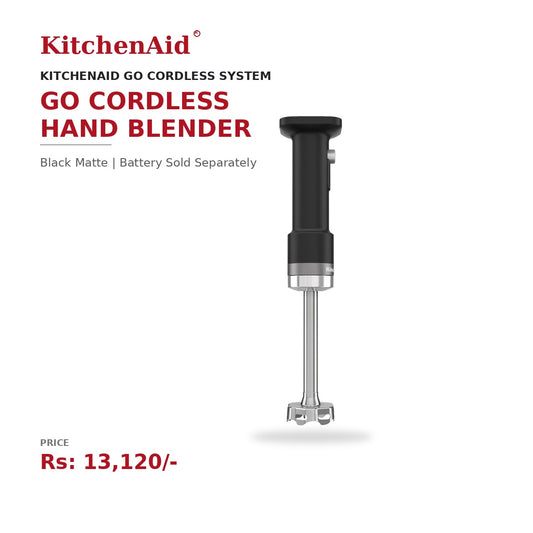 KitchenAid Go Cordless Hand Blender, Black Matte | Portable Rechargeable Immersion Blender for Smoothies, Soups, Sauces & Baby Food (Battery Sold Separately)