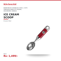 KitchenAid Ice Cream Scoop | Reinforced Stainless Steel | Cuts Through Hard Ice Cream | Ergonomic Handle | Dishwasher-Safe | Empire Red