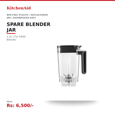 KitchenAid K400 Spare Blender Jar 1.5L | BPA-Free Plastic | Replacement Jar | For K400 Blender Only | Dishwasher-Safe