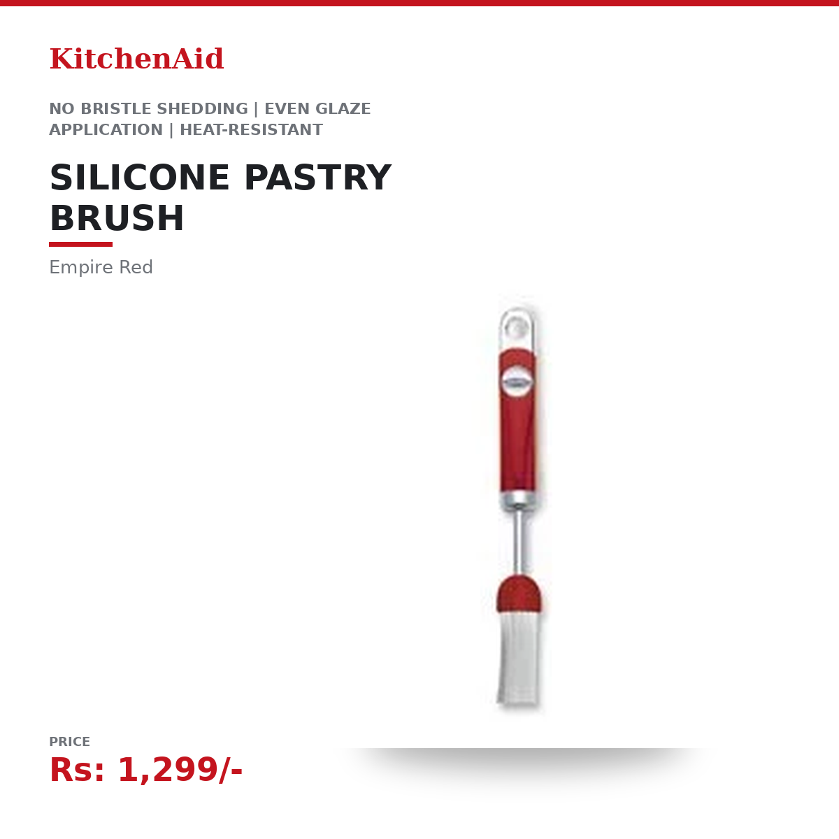 KitchenAid Silicone Pastry Brush | No Bristle Shedding | Even Glaze Application | Heat-Resistant | Dishwasher-Safe | For Baking & Cooking | Empire Red
