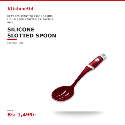 KitchenAid Silicone Slotted Spoon | Heat-Resistant to 290°C | Drains Liquid | Non-Stick Safe | Dishwasher-Safe | For Vegetables, Pasta & Rice | Empire Red