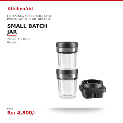 KitchenAid K400 Small Batch Jar 200ml | For Sauces, Nut Butter & Spice Pastes | Airtight Lid | BPA-Free | For K400 Blender Only