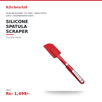 KitchenAid Silicone Spatula Scraper | Heat-Resistant to 290°C | Non-Stick Safe | Flexible Head | Dishwasher-Safe | Baking & Cooking Tool