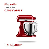 KitchenAid Artisan Tilt-Head Stand Mixer 4.8L 10-Speed Home Baking Machine with Flat Beater, Dough Hook & Wire Whisk - Candy Apple