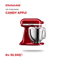 KitchenAid Artisan Tilt-Head Stand Mixer 4.8L 10-Speed Home Baking Machine with Flat Beater, Dough Hook & Wire Whisk - Candy Apple