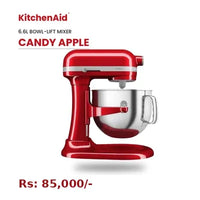 KitchenAid Bowl-Lift Stand Mixer 6.6L 11-Speed Heavy Duty Baking Machine with Flat Beater, Dough Hook & Wire Whisk - Candy Apple Red