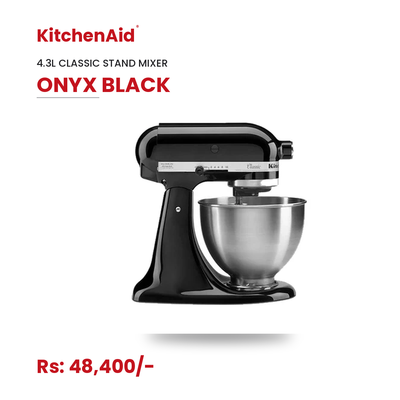 KitchenAid Classic Tilt-Head Stand Mixer 4.3L 10-Speed Home Baking Machine with Flat Beater, Dough Hook & Wire Whisk - Onyx Black
