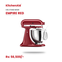 KitchenAid Artisan Tilt-Head Stand Mixer 4.8L 10-Speed Home Baking Machine with Flat Beater, Dough Hook & Wire Whisk - Empire Red