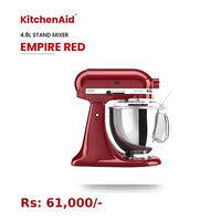 KitchenAid Artisan Tilt-Head Stand Mixer 4.8L 10-Speed Home Baking Machine with Flat Beater, Dough Hook & Wire Whisk - Empire Red