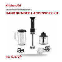 KitchenAid Go Cordless Hand Blender with Accessory Kit – Chopper, Whisk, Jar & Pitcher, Black Matte (Battery Sold Separately)