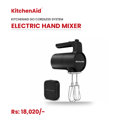 KitchenAid Go Cordless Electric Hand Mixer – Black Matte | Includes 12V MAX Rechargeable Battery, 7 Speeds & Stainless Steel Turbo Beater