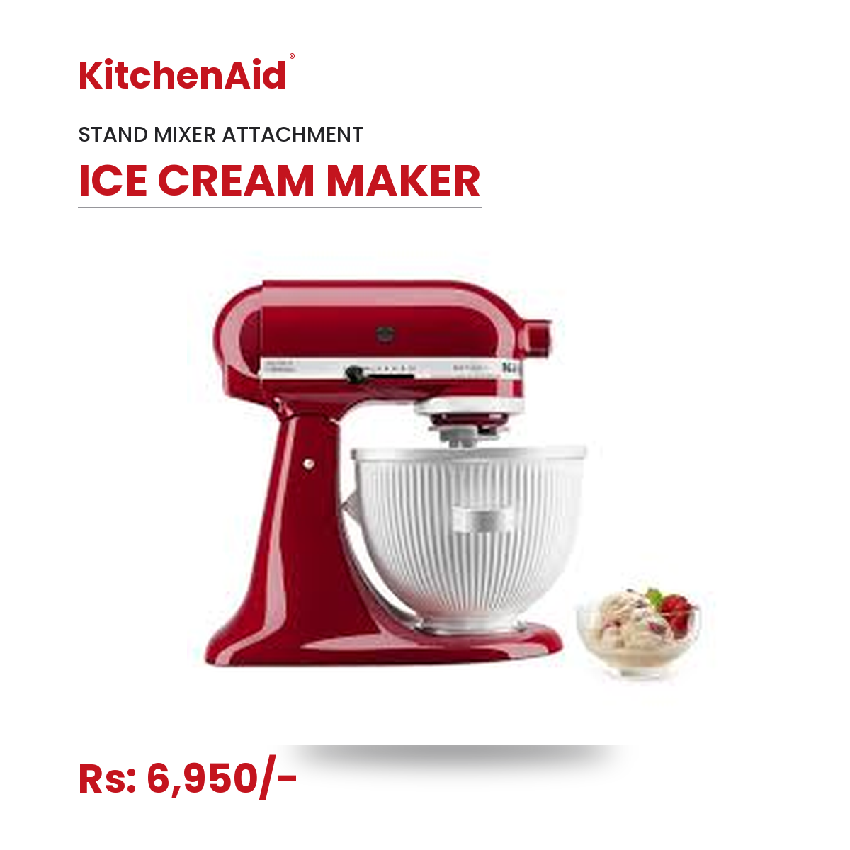KitchenAid Ice Cream Maker Attachment | 1.9L Capacity | Makes Ice Cream, Gelato & Sorbet | Fits All KitchenAid Stand Mixers | No Extra Appliance Needed